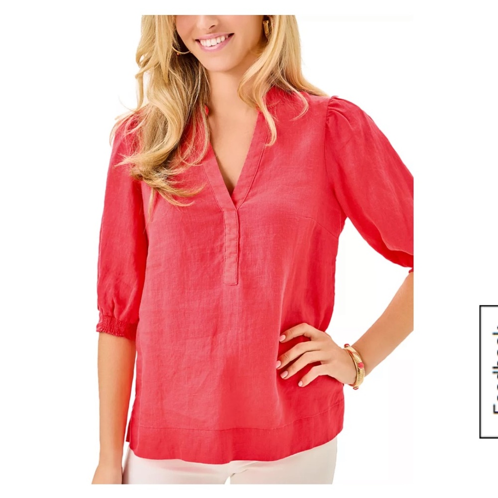 Lilly Pulitzer Mialeigh Linen Popover Top